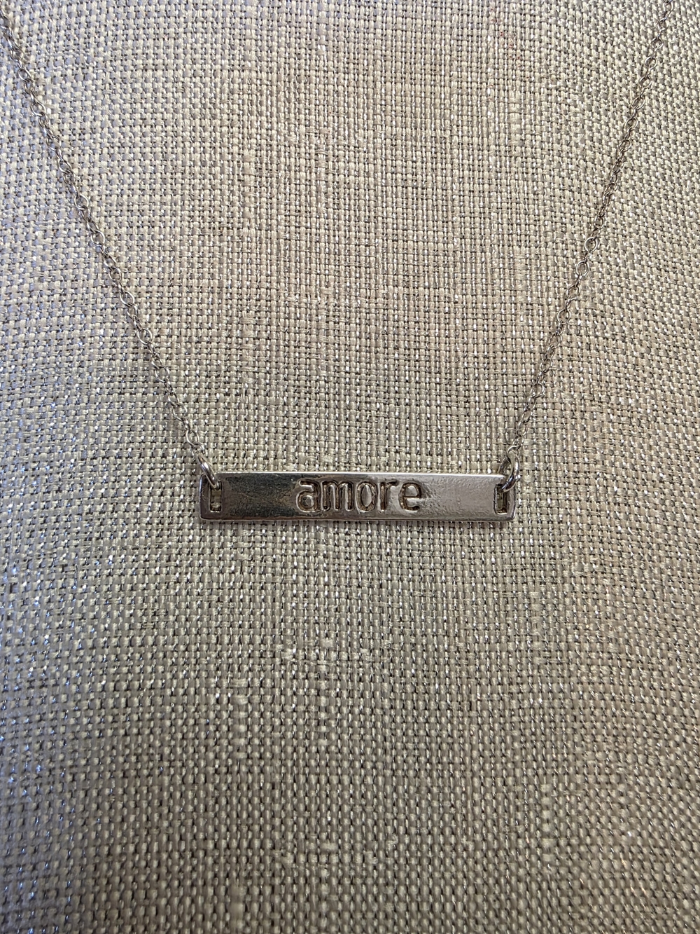 Sterling Silver 16", "amore" Bar Necklace - Picture 11 of 12